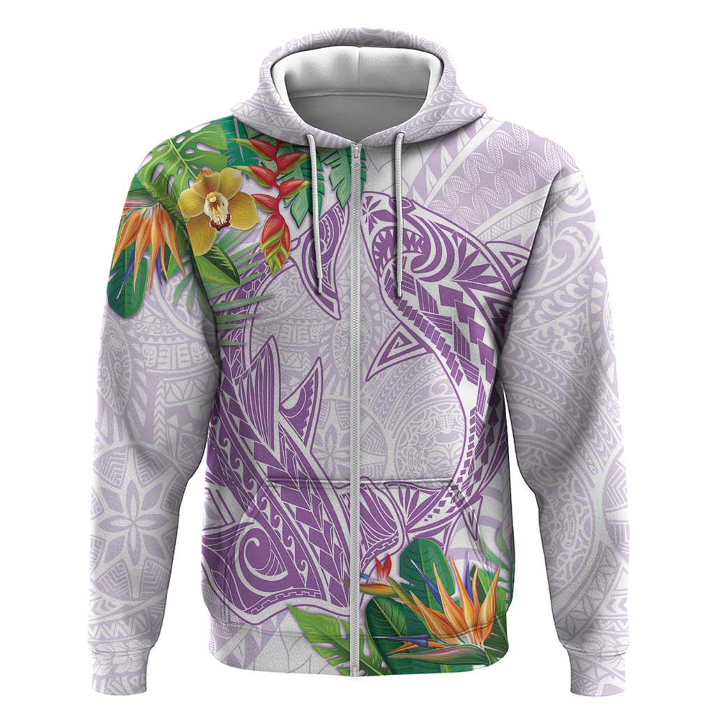 Polynesia Zip Hoodie Sharks Duo Tropical Lavender LT7 Zip Hoodie Lavender - Polynesian Pride