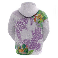 Polynesia Zip Hoodie Sharks Duo Tropical Lavender LT7 - Polynesian Pride