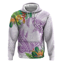 Polynesia Zip Hoodie Sharks Duo Tropical Lavender LT7 Pullover Hoodie Lavender - Polynesian Pride