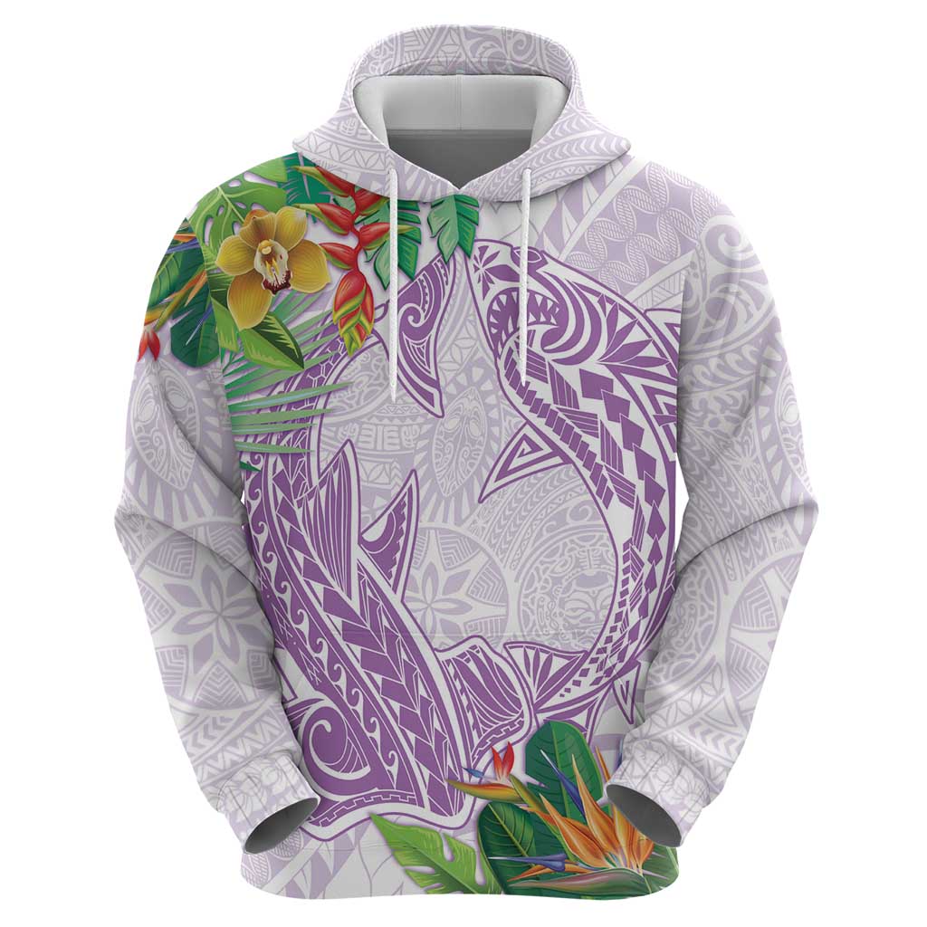 Polynesia Zip Hoodie Sharks Duo Tropical Lavender LT7 - Polynesian Pride