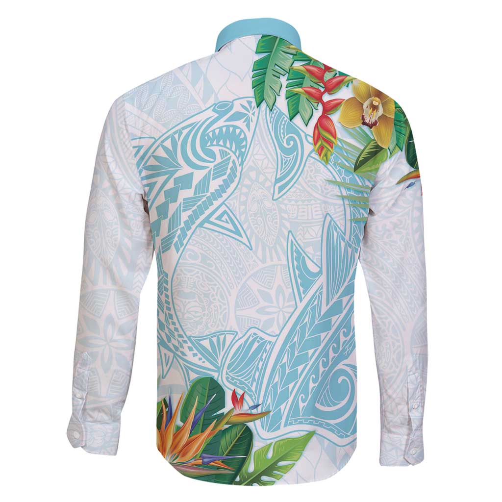 Polynesia Family Matching Mermaid Dress and Hawaiian Shirt Sharks Duo Tropical Turquoise LT7 - Polynesian Pride
