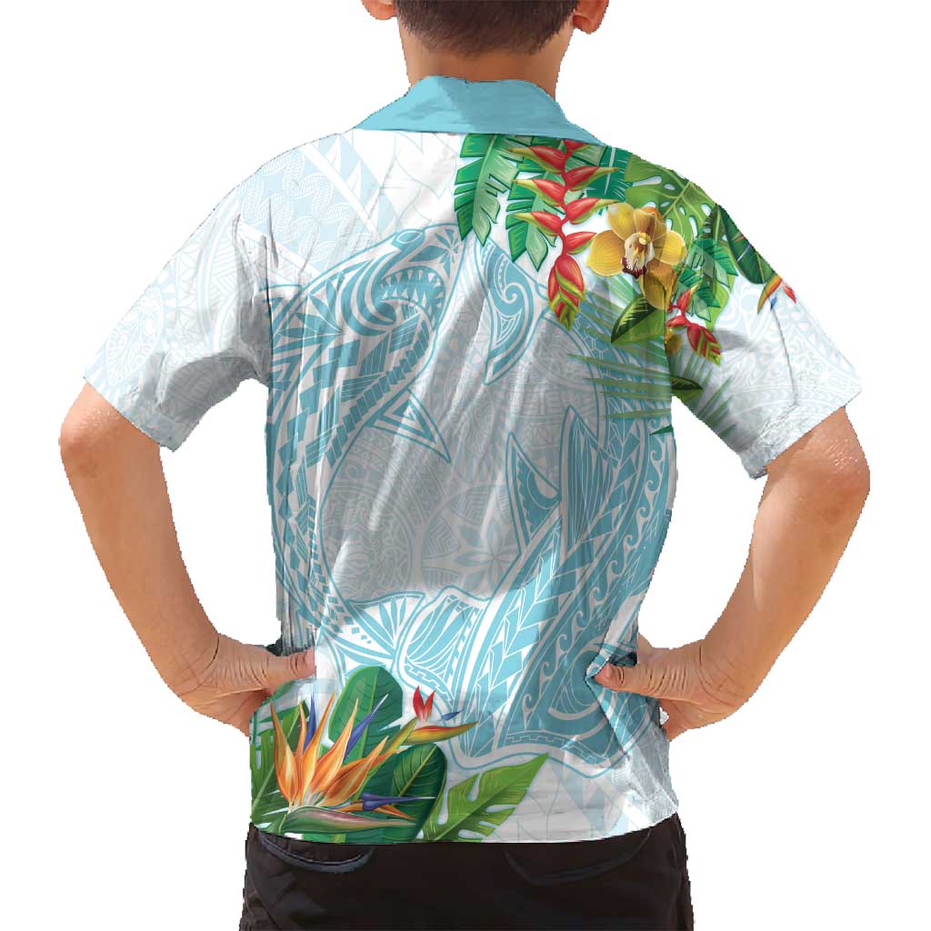 Polynesia Family Matching Tank Maxi Dress and Hawaiian Shirt Sharks Duo Tropical Turquoise LT7 - Polynesian Pride