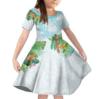 Polynesia Family Matching Tank Maxi Dress and Hawaiian Shirt Sharks Duo Tropical Turquoise LT7 Daughter's Dress Turquoise - Polynesian Pride