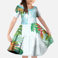 Polynesia Kid Short Sleeve Dress Sharks Duo Tropical Turquoise