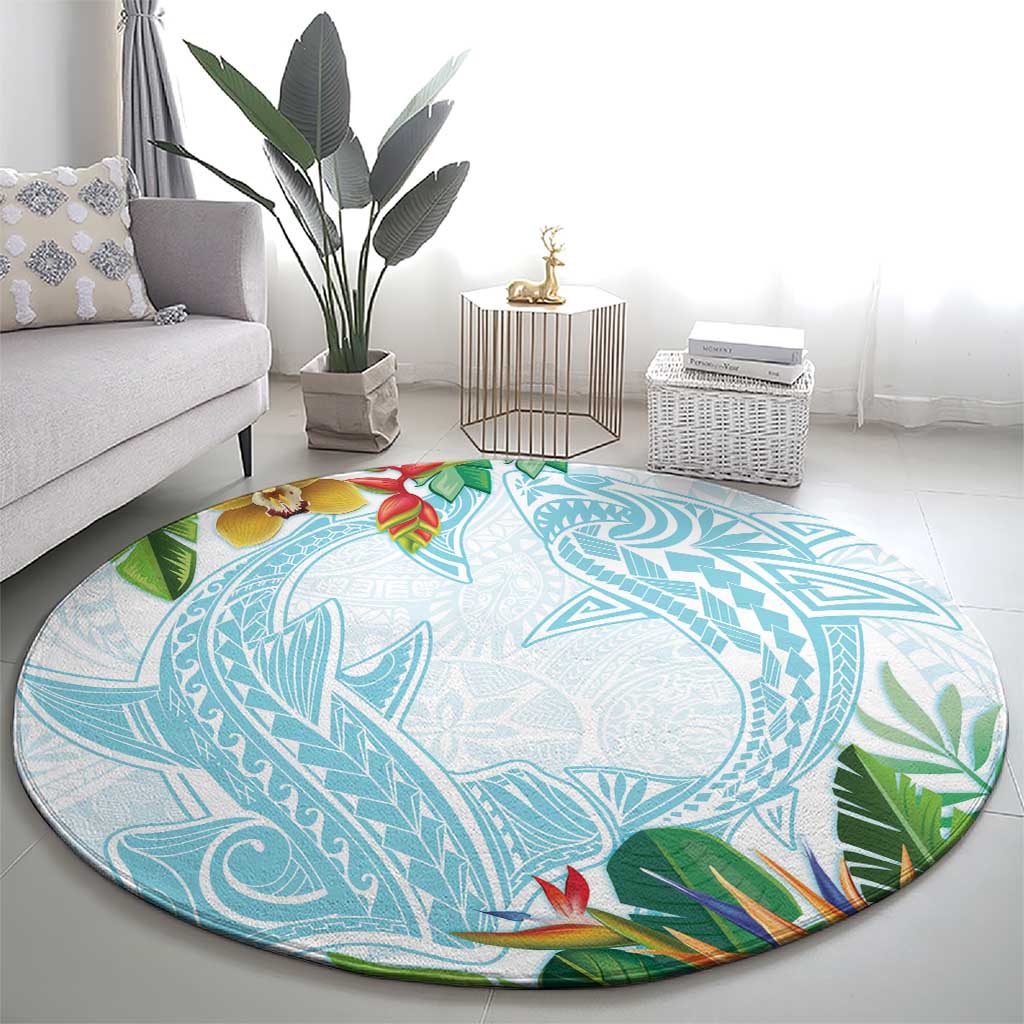 Polynesia Round Carpet Sharks Duo Tropical Turquoise LT7 - Polynesian Pride