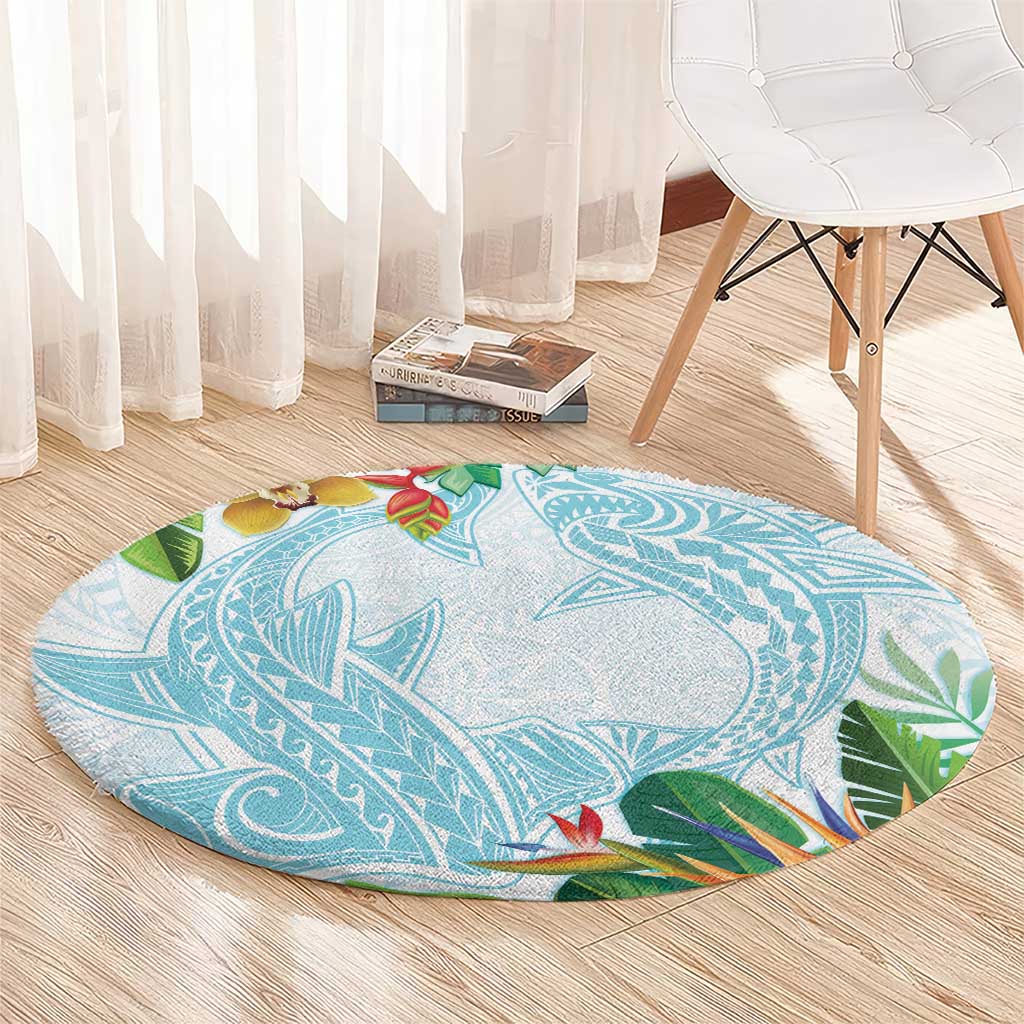 Polynesia Round Carpet Sharks Duo Tropical Turquoise LT7 - Polynesian Pride