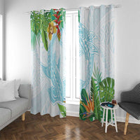 Polynesia Window Curtain Sharks Duo Tropical Turquoise