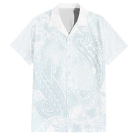Polynesia Family Matching Off The Shoulder Long Sleeve Dress and Hawaiian Shirt Sharks Duo Tropical Off White LT7 Dad's Shirt - Short Sleeve White - Polynesian Pride