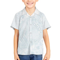 Polynesia Family Matching Off The Shoulder Long Sleeve Dress and Hawaiian Shirt Sharks Duo Tropical Off White LT7 Son's Shirt White - Polynesian Pride