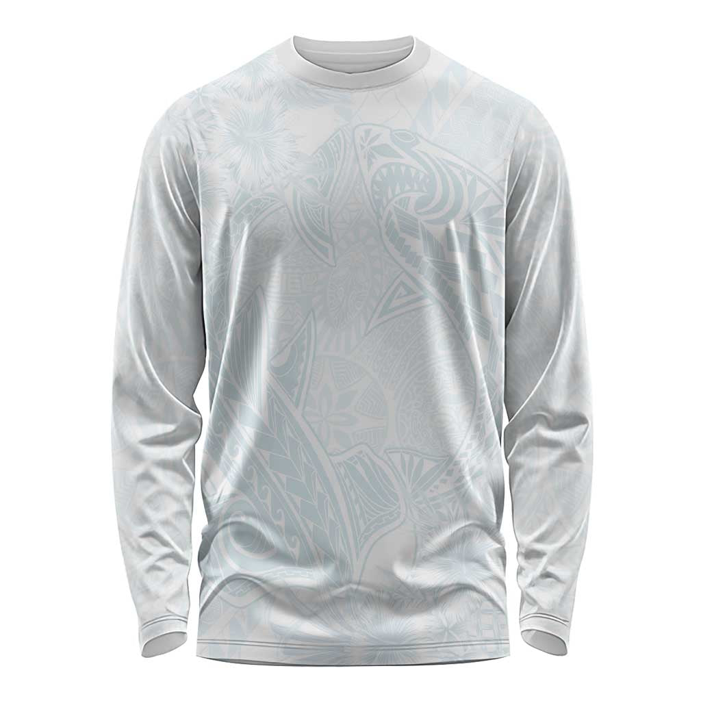 Polynesia Long Sleeve Shirt Sharks Duo Tropical Off White LT7 Unisex White - Polynesian Pride