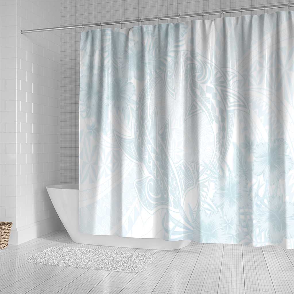 Polynesia Shower Curtain Sharks Duo Tropical Off White