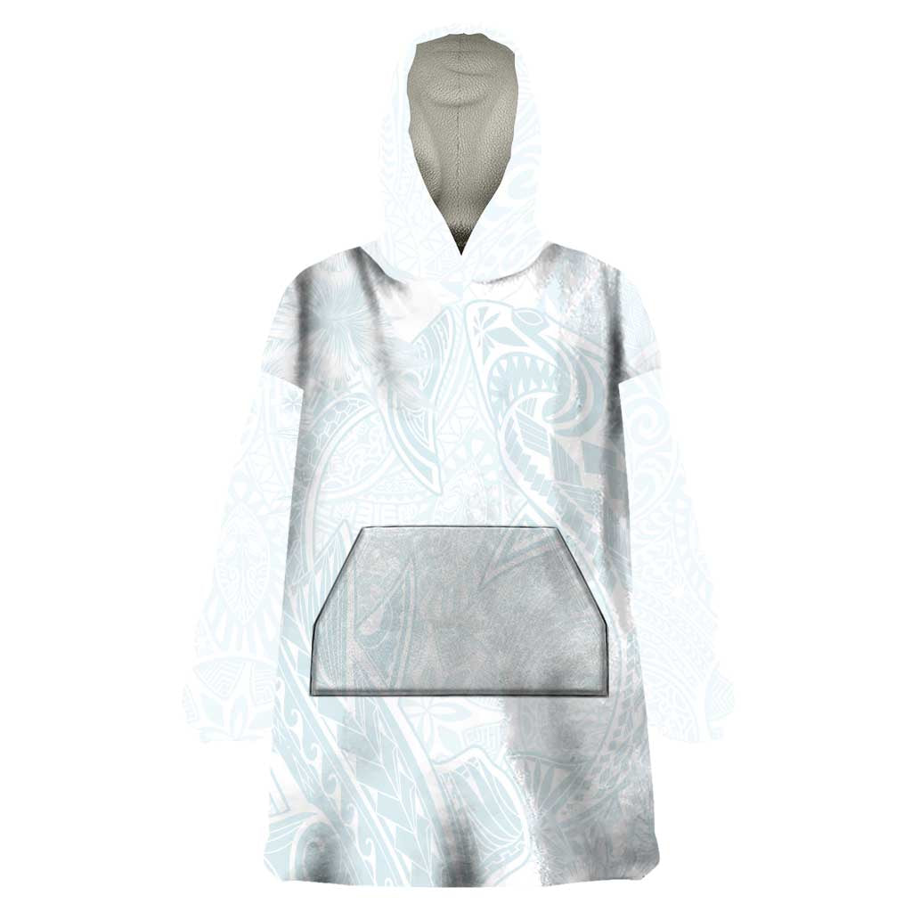 Polynesia Wearable Blanket Hoodie Sharks Duo Tropical Off White LT7 One Size White - Polynesian Pride