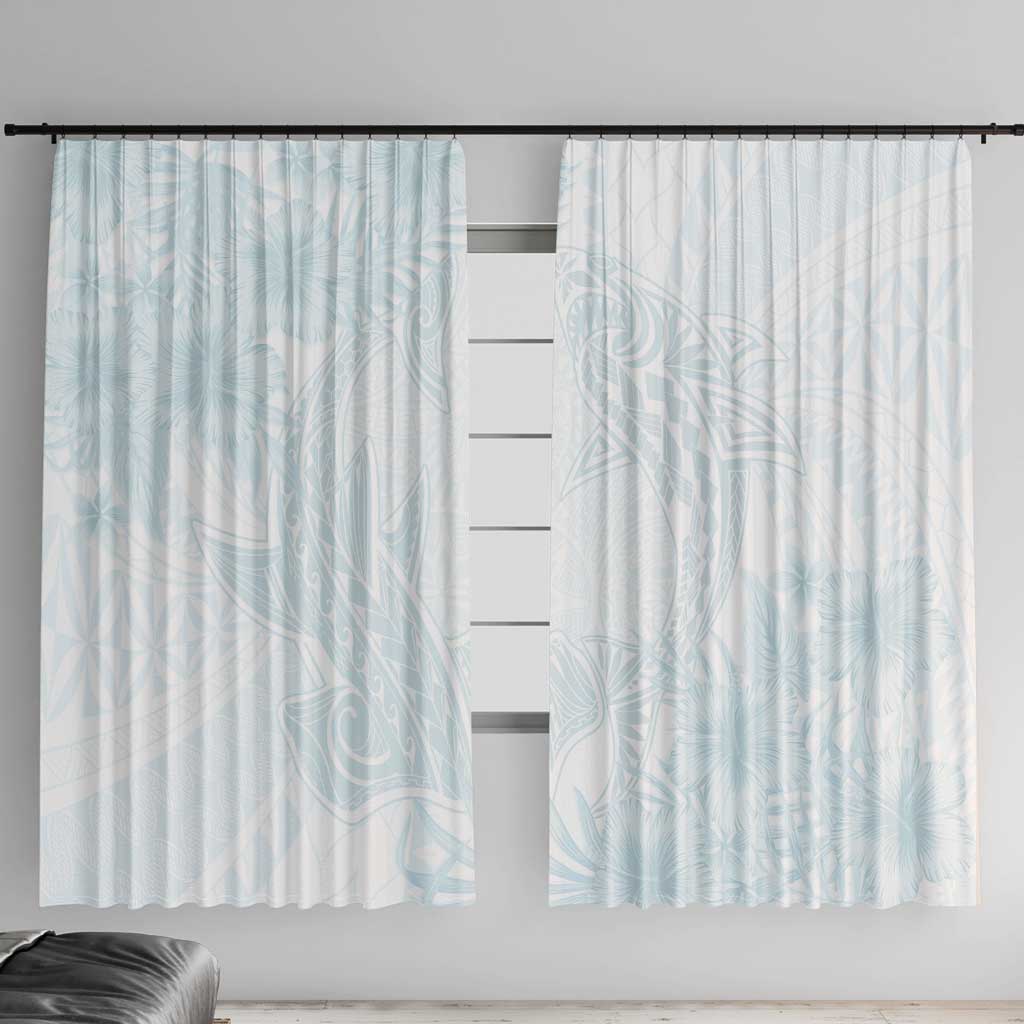 Polynesia Window Curtain Sharks Duo Tropical Off White LT7 With Hooks White - Polynesian Pride