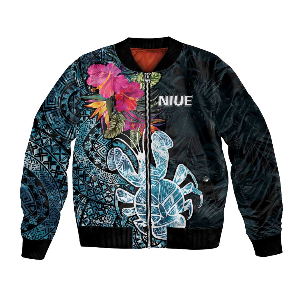 Niue Personalised Bomber Jacket Hiapo Mix Coconut Crab LT7 Unisex Art - Polynesian Pride