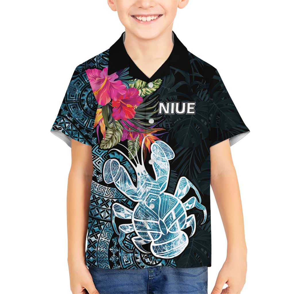 Niue Personalised Family Matching Summer Maxi Dress and Hawaiian Shirt Hiapo Mix Coconut Crab