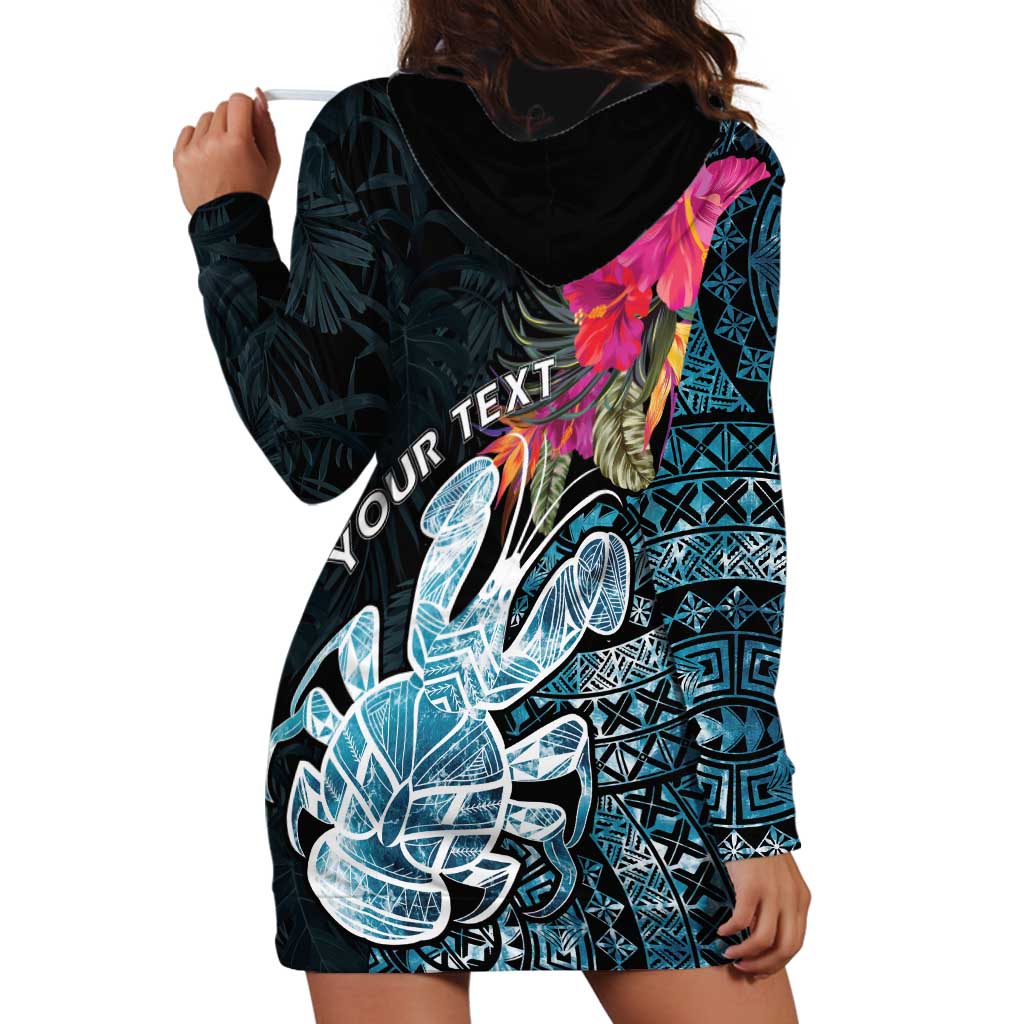 Niue Personalised Hoodie Dress Hiapo Mix Coconut Crab