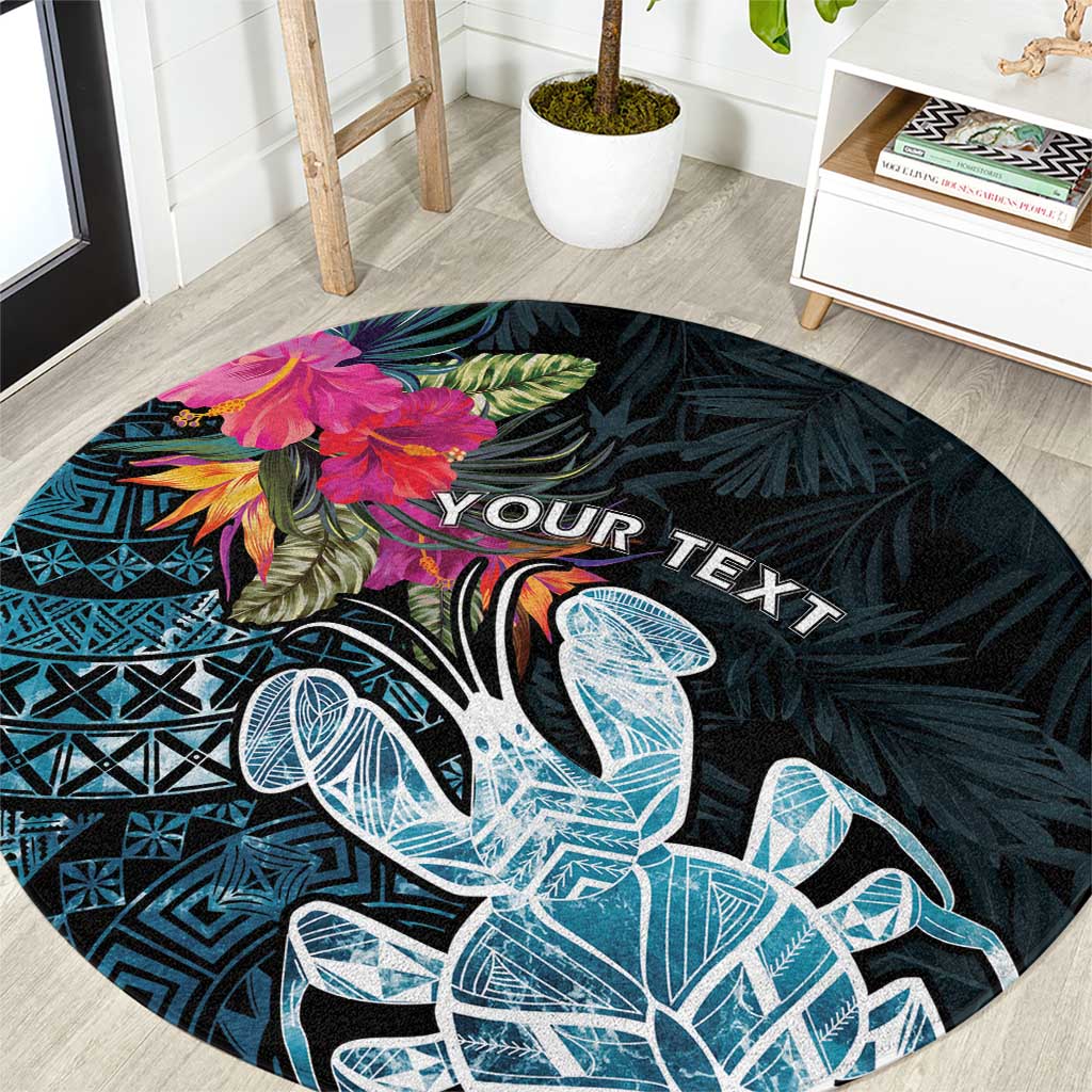 Niue Personalised Round Carpet Hiapo Mix Coconut Crab LT7 Art - Polynesian Pride