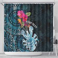 Niue Personalised Shower Curtain Hiapo Mix Coconut Crab LT7 - Polynesian Pride