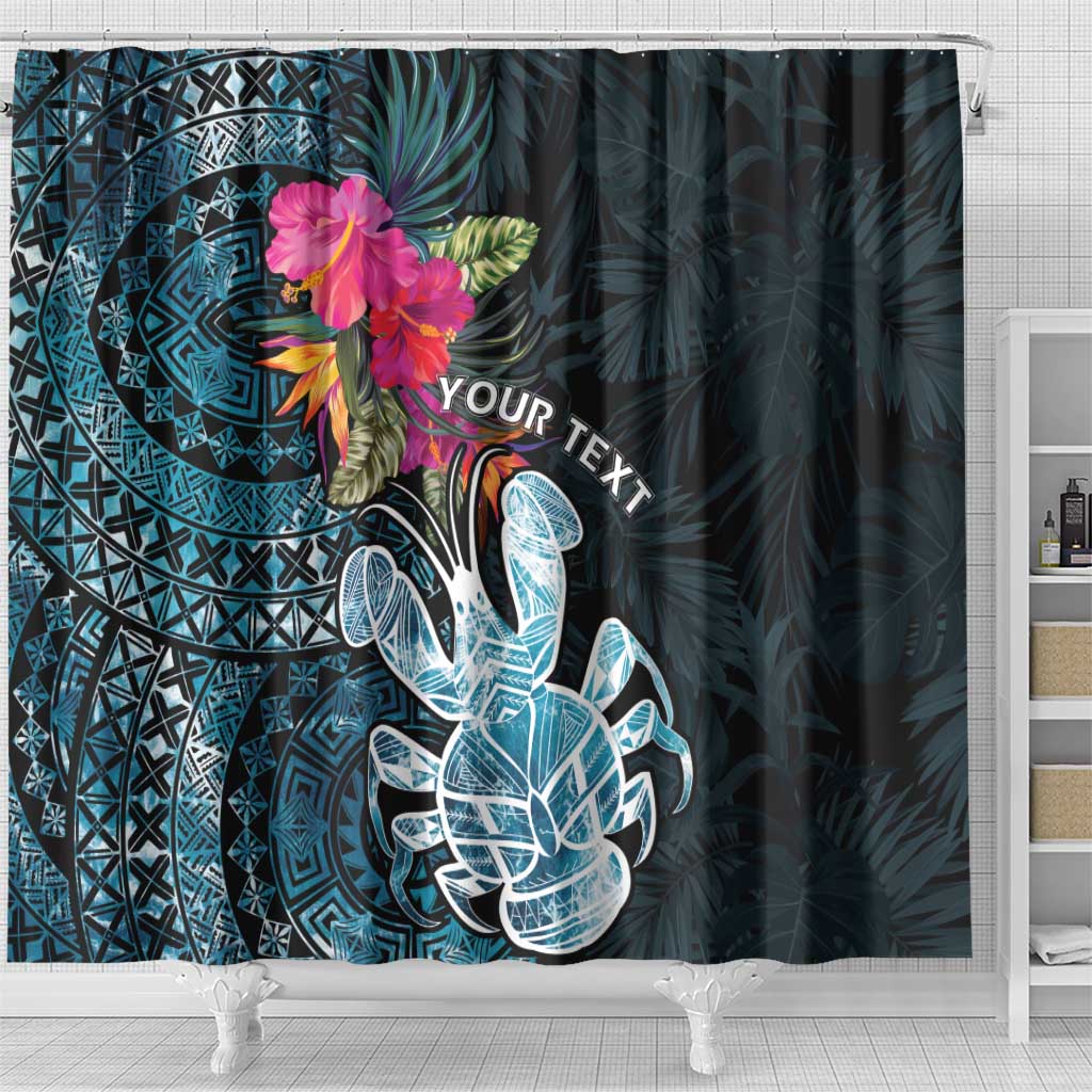 Niue Personalised Shower Curtain Hiapo Mix Coconut Crab LT7 - Polynesian Pride
