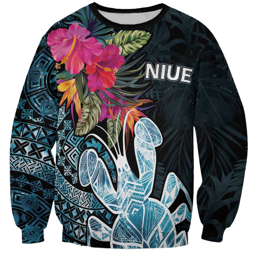 Niue Personalised Sweatshirt Hiapo Mix Coconut Crab LT7 Unisex Art - Polynesian Pride