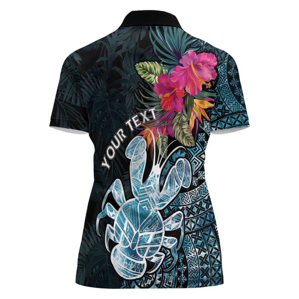 Niue Personalised Women Polo Shirt Hiapo Mix Coconut Crab