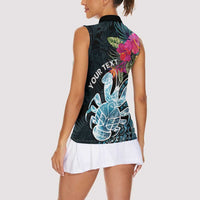 Niue Personalised Women Sleeveless Polo Shirt Hiapo Mix Coconut Crab