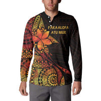 Niue Fakaalofa Atu Personalised Button Sweatshirt Whale Hiapo Fiery Motif