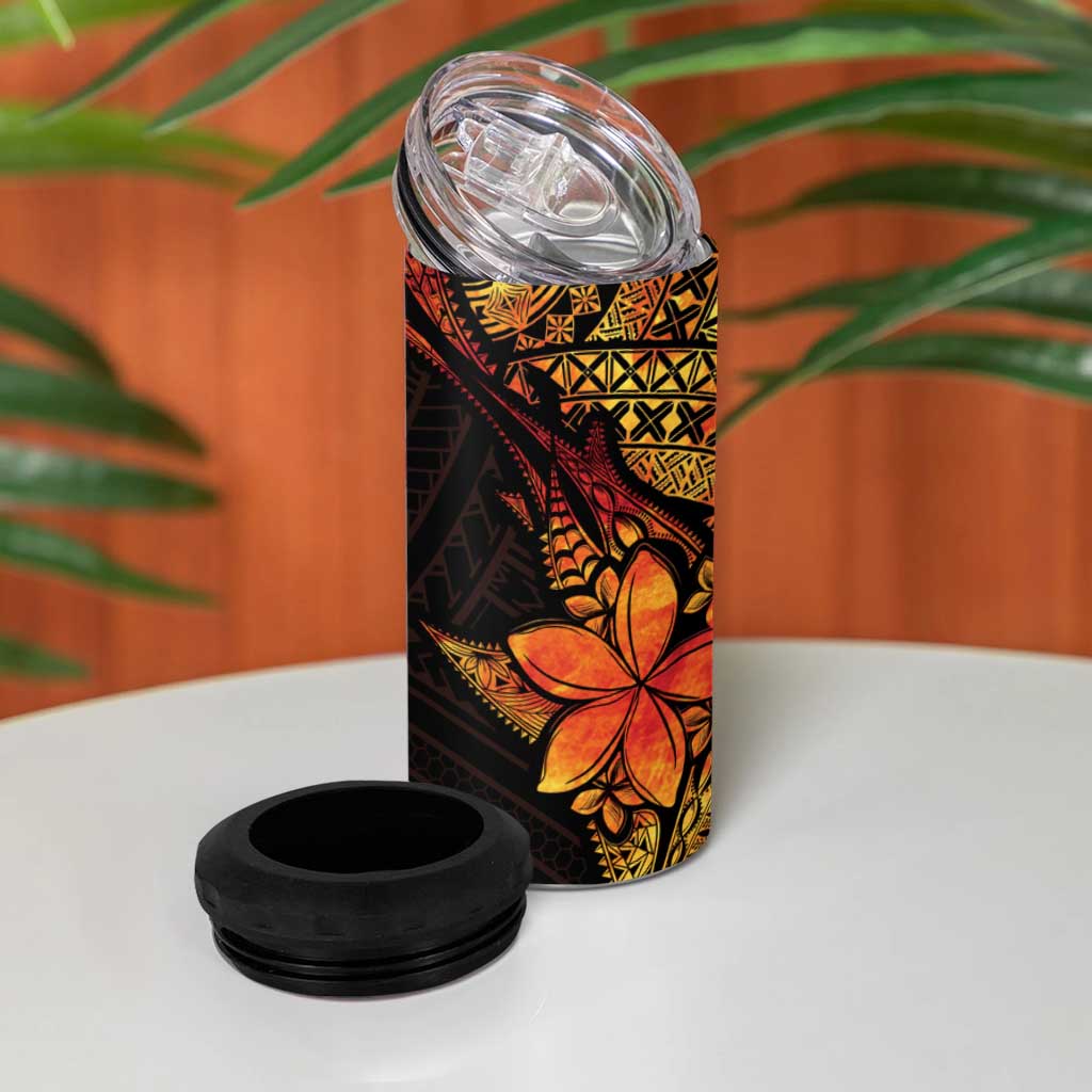 Niue Fakaalofa Atu 4 in 1 Can Cooler Tumbler Whale Hiapo Fiery Motif