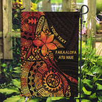 Niue Fakaalofa Atu Personalised Garden Flag Whale Hiapo Fiery Motif