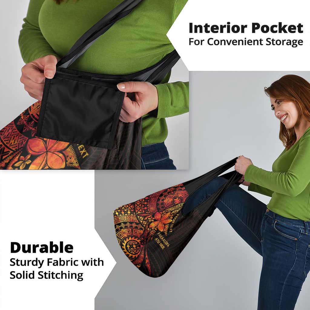 Niue Fakaalofa Atu Personalised Grocery Bag Whale Hiapo Fiery Motif