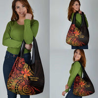 Niue Fakaalofa Atu Personalised Grocery Bag Whale Hiapo Fiery Motif