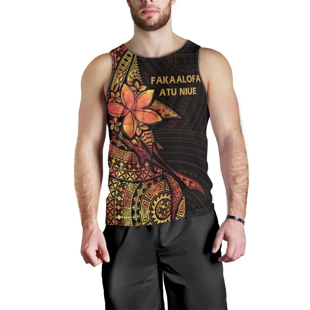 Niue Fakaalofa Atu Personalised Men Tank Top Whale Hiapo Fiery Motif