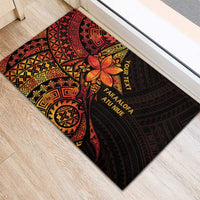 Niue Fakaalofa Atu Personalised Rubber Doormat Whale Hiapo Fiery Motif