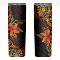 Niue Fakaalofa Atu Skinny Tumbler Whale Hiapo Fiery Motif