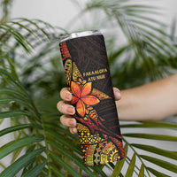 Niue Fakaalofa Atu Skinny Tumbler Whale Hiapo Fiery Motif