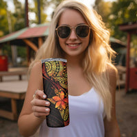 Niue Fakaalofa Atu Skinny Tumbler Whale Hiapo Fiery Motif