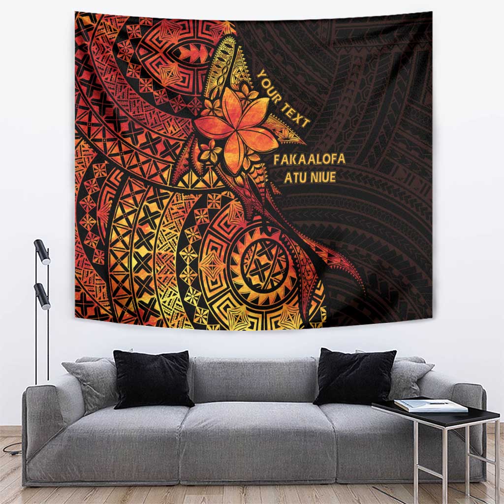 Niue Fakaalofa Atu Personalised Tapestry Whale Hiapo Fiery Motif LT7 Art - Polynesian Pride