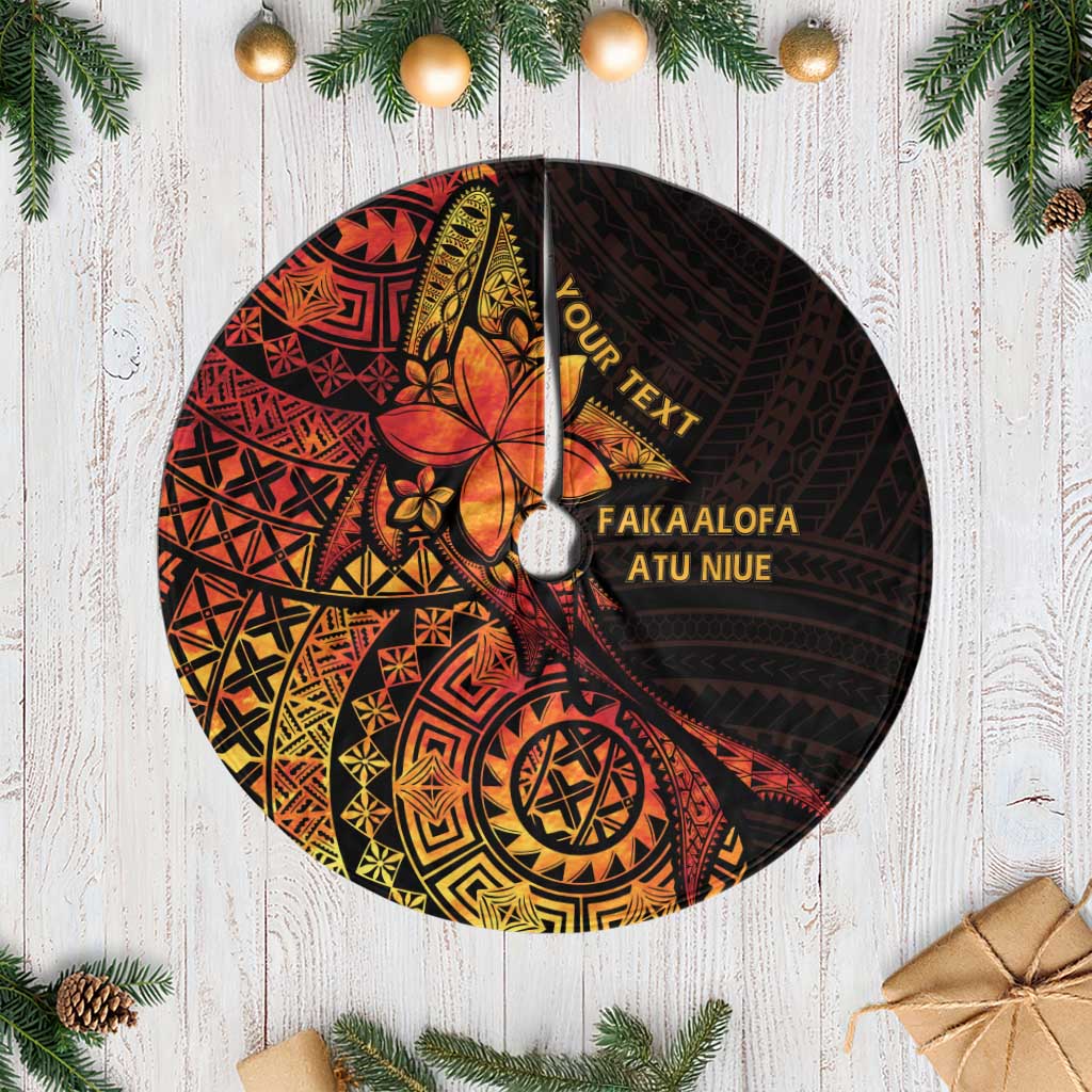Niue Fakaalofa Atu Tree Skirt Whale Hiapo Fiery Motif LT7 Casual Art - Polynesian Pride