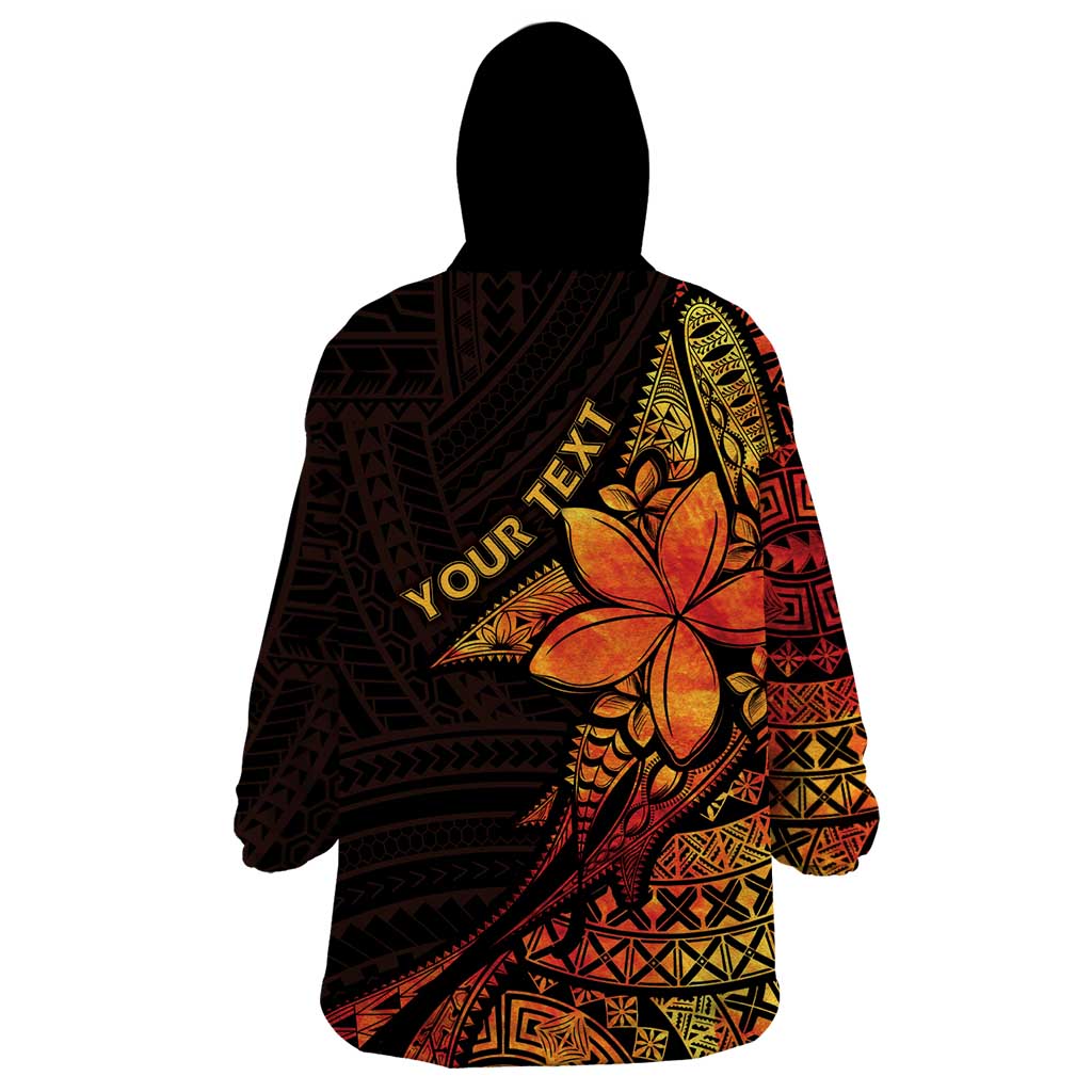 Niue Fakaalofa Atu Personalised Wearable Blanket Hoodie Whale Hiapo Fiery Motif