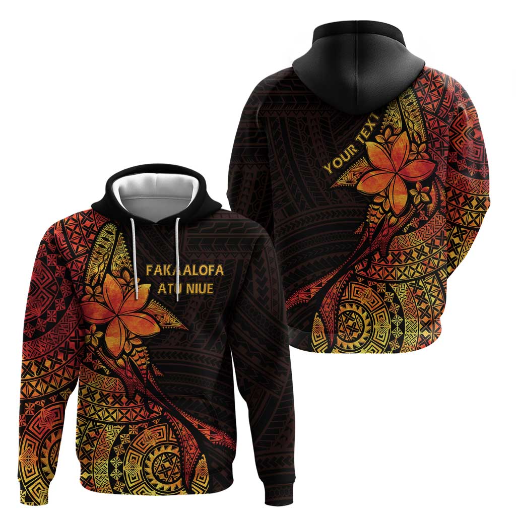 Niue Fakaalofa Atu Personalised Zip Hoodie Whale Hiapo Fiery Motif