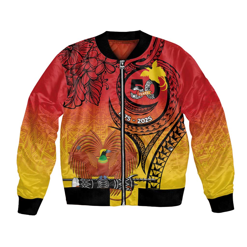 Papua New Guinea 50 Years Bomber Jacket Motuan Motifs LT7 Unisex Colorful - Polynesian Pride