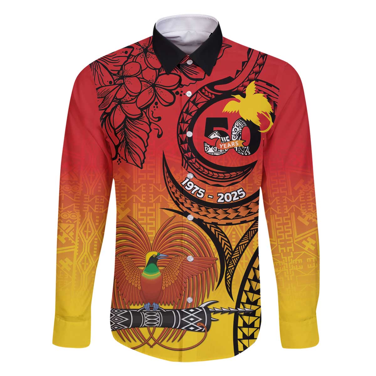 Papua New Guinea 50 Years Family Matching Off The Shoulder Long Sleeve Dress and Hawaiian Shirt Motuan Motifs