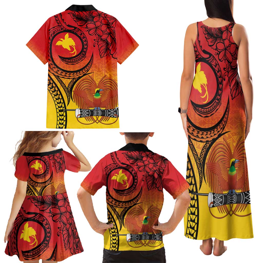 Papua New Guinea 50 Years Family Matching Tank Maxi Dress and Hawaiian Shirt Motuan Motifs