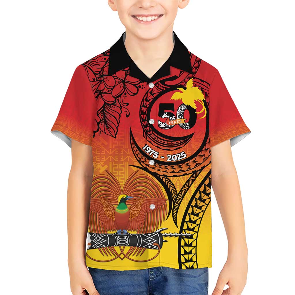 Papua New Guinea 50 Years Kid Hawaiian Shirt Motuan Motifs