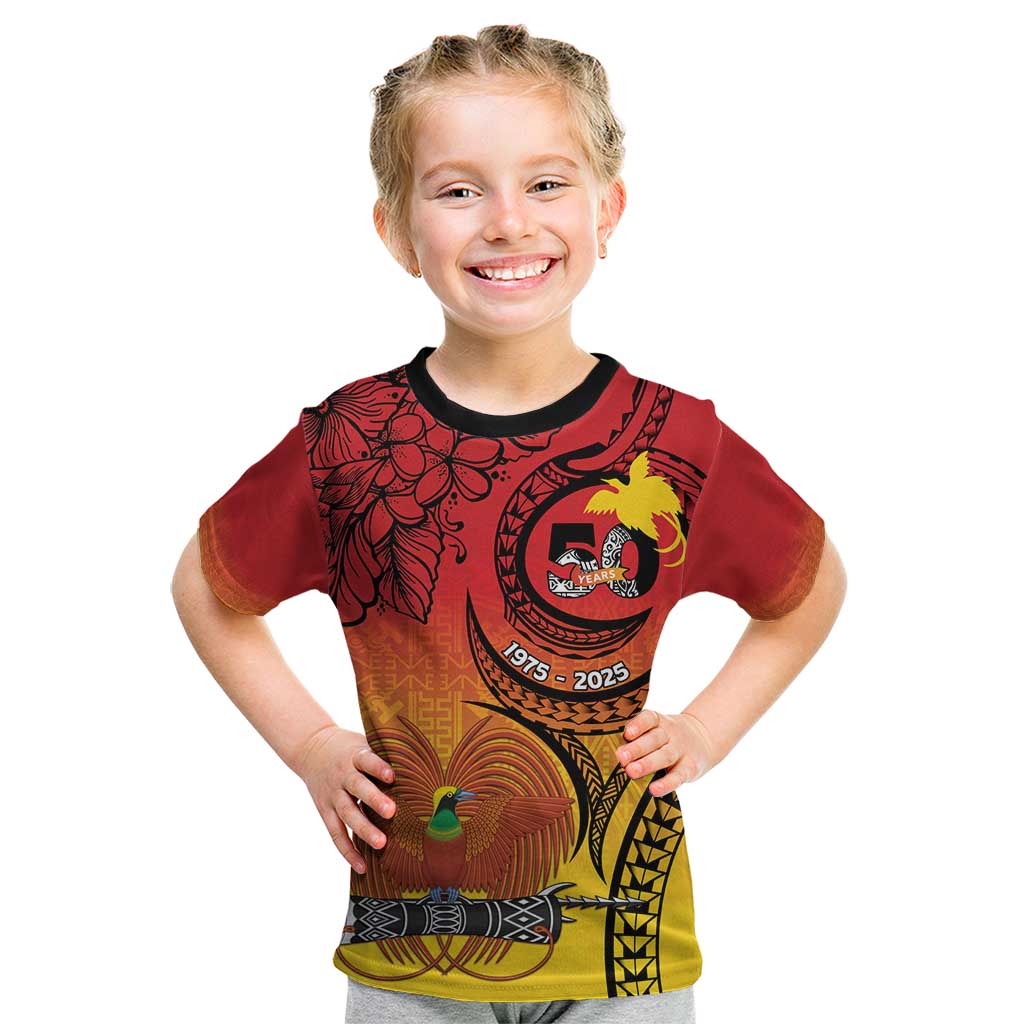 Papua New Guinea 50 Years Kid T Shirt Motuan Motifs LT7 Colorful - Polynesian Pride