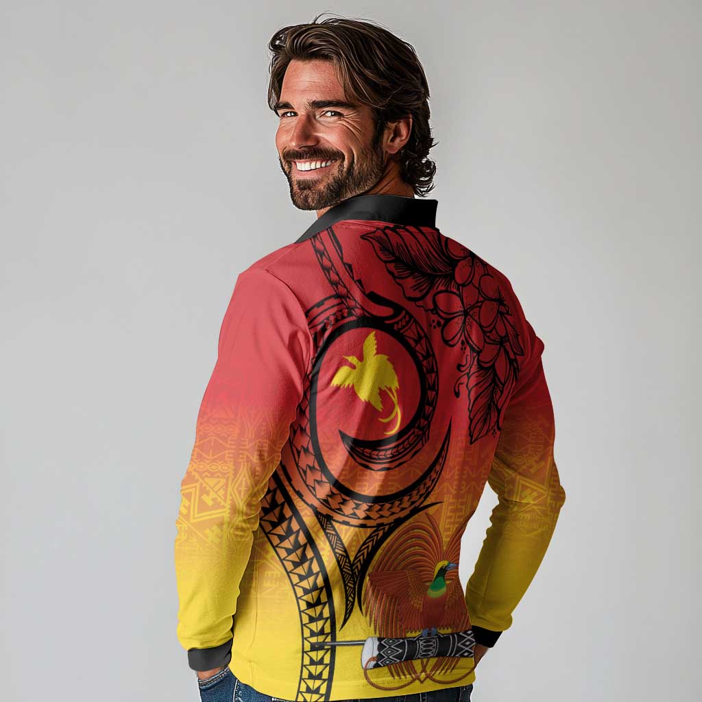 Papua New Guinea 50 Years Long Sleeve Polo Shirt Motuan Motifs
