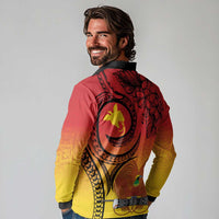 Papua New Guinea 50 Years Long Sleeve Polo Shirt Motuan Motifs