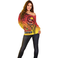 Papua New Guinea 50 Years Off Shoulder Sweater Motuan Motifs