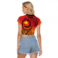 Papua New Guinea 50 Years Raglan Cropped T Shirt Motuan Motifs