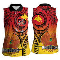 Papua New Guinea 50 Years Women Sleeveless Polo Shirt Motuan Motifs